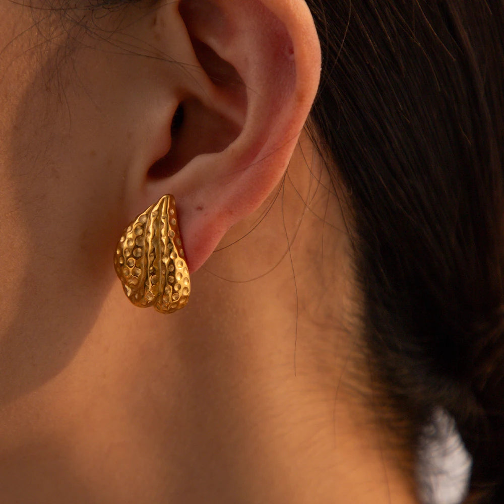 18K PVD forgyldt rustfrit stål Gevind kombinationsserie øreringe Metallic Series Charm Plettet Gratis Trendy smykker Bijoux