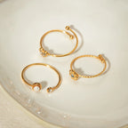 Romantic Stainless Steel Simple 3 Styles Ring Set Personality 18K Metal Texture Waterproof Trendy Charm Jewelry Gift