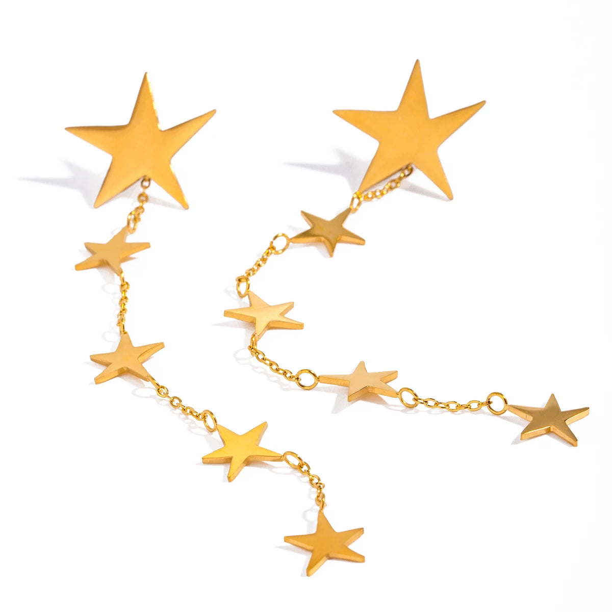 Minimalistische 18k vergoldete, glatt geschnittene pentagonale Quasten-Ohrringe aus Edelstahl für Damen, rostfrei, exquisite Schmuckstücke Bijoux