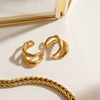 Et par tre-lags udhulet high-end øreclips 18K PVD belagt kvinder Anti-allergisk metal charme Daglig smykker gallagave