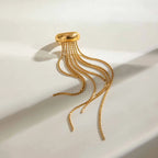 Creative One Tassel Ear Clip Ørering 18K PVD belagt Kvinder Anti Allergisk Metal Charm Daglig Smykker Tilbehør Gala Gave