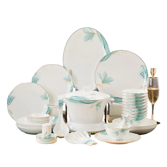 Jingdezhen Bone Porcelain Tableware Set Household Ceramic Bowls and Dishes