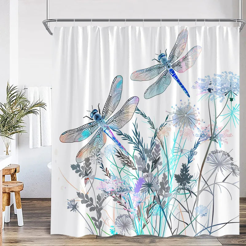 Blue Leaves Shower Curtain Watercolour Plant Eucalyptus Leaf Modern Simple Home Bathroom Decor Fabric Bath Curtains With Hooks