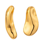 18K PVD-beschichtete modische asymmetrische Linsen-konvexe Hammerschlag-Struktur Ohrringe aus Edelstahl für Frauen, allergiepräventiv, stilvoller Schmuck