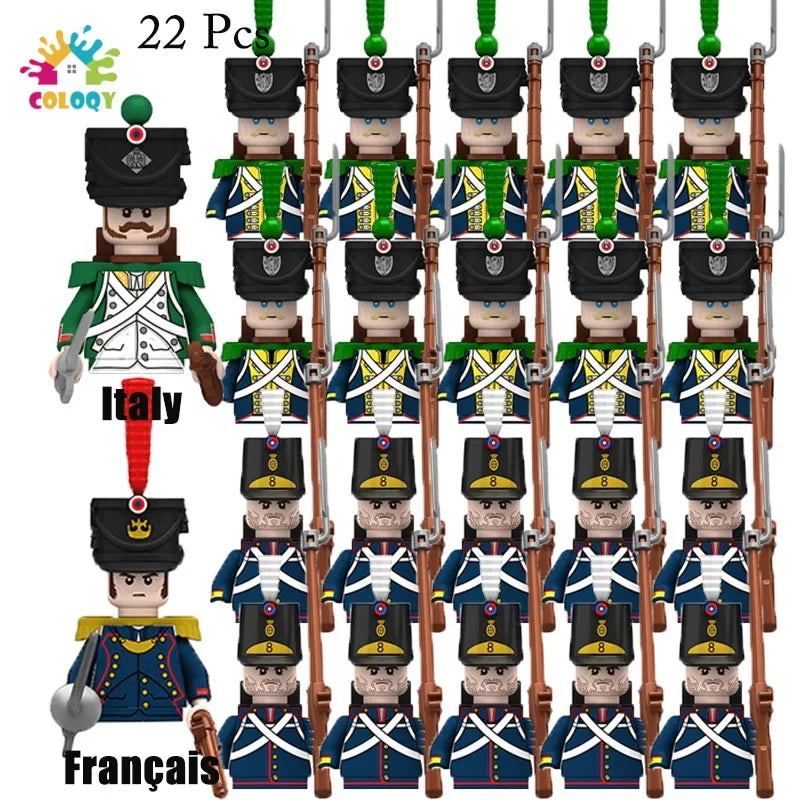 Kids Toys 22/10 Pcs Napoleonic Wars Military General Soldier Building Blocks Imperial Navy Figures Toys For Kids Birthday Gifts