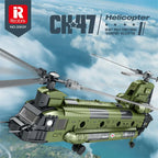 Reobrix 33031 MOC CH-47 Chinook Transport Plane Building Blocks Military Armed Helicopter Fighter Toy Birthday Gift For Kids
