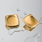 Roestvrijstalen Verkleuringbestendige 18K Goud Vergulde Geometrische Vierkante Overdreven Oorknopjes Hypoallergeen Dames Sieraden