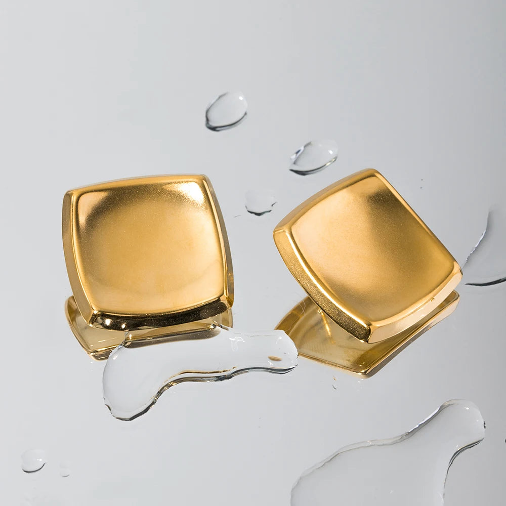 Roestvrijstalen Verkleuringbestendige 18K Goud Vergulde Geometrische Vierkante Overdreven Oorknopjes Hypoallergeen Dames Sieraden