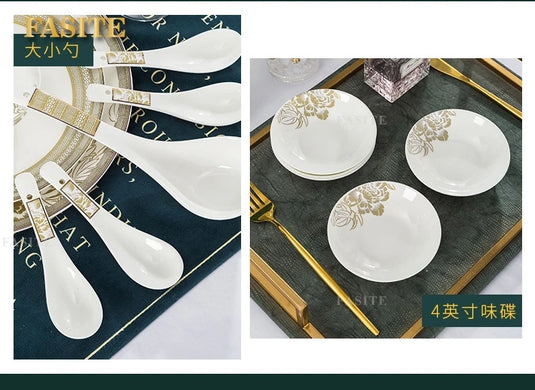 Kitchen Luxury Table Dinner Plates Set Ceramic Cooking Dessert Plate Sets Dinnerware Salad Dishes Platos De Cena Breakfast Set