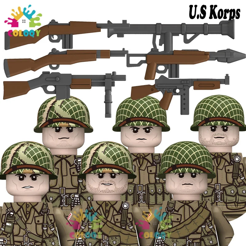 Kids Toys WW2 Building Blocks 4pcs/set US UK Soviet Soldiers Mini Action Figures Educational Toys For Kids Boys Christmas Gifts