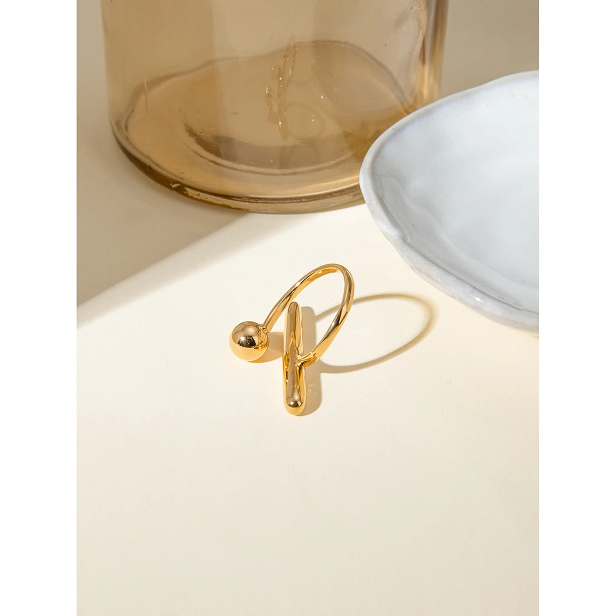 18K Statement Sommer Edelstahl PVD-beschichteter geometrischer Einfachheits-Öffnungsring für Frauen Sandstrand Schmuck