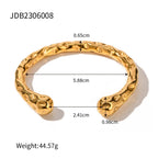 18K vergoldeter Edelstahl geometrisches Hammerkorn Lava-Serie Armband/Ring/Ohrringe hypoallergen luxuriöser Damenschmuck