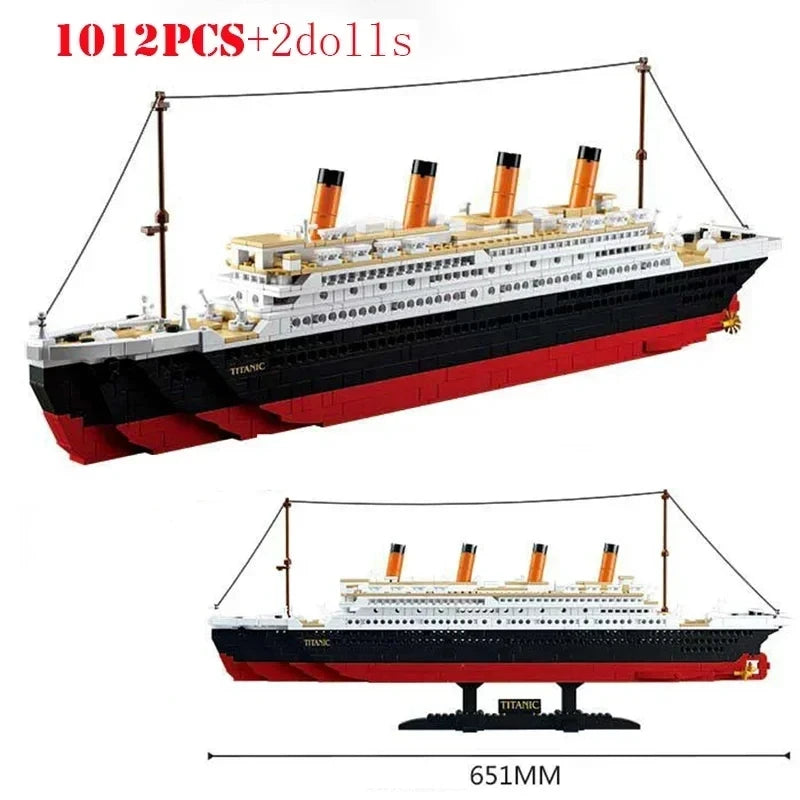 481pcs2401pcs RMS Titanic Ship Building Blocks Toy Set City Educational 3D Model Cruise Boats Mini Bricks Toys For Boys Adult