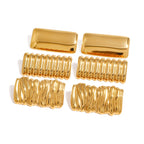 Pendientes cuadrados convexos con patrón de onda de acero inoxidable chapado en oro de 18K para mujer, encantos de metal con textura, joyería impermeable, regalo para gala