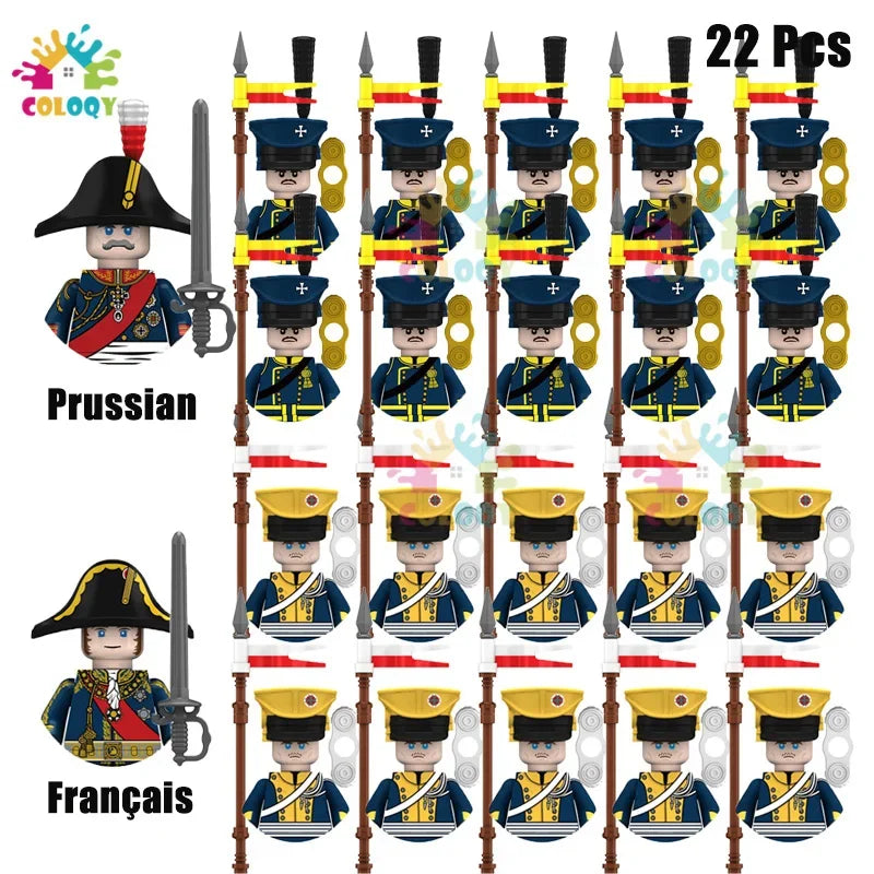 Kids Toys 22/10 Pcs Napoleonic Wars Military General Soldier Building Blocks Imperial Navy Figures Toys For Kids Birthday Gifts