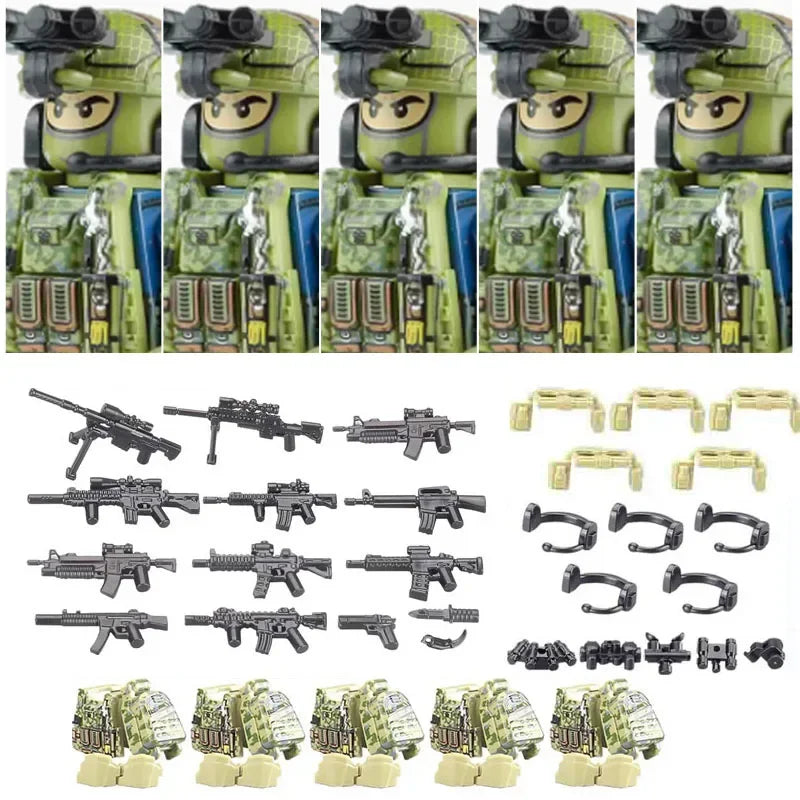 Military Special Forces MOC Building Block German KSK Special Forces Soldier Figure SWAT Army Gun Weapon Vest Backpack Brick Toy