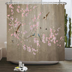Chinese style Flowers and Birds Waterproof Shower Curtain Set Toilet Seat Cover Bath Non-Slip Mat Rug Carpet Bathroom Decor