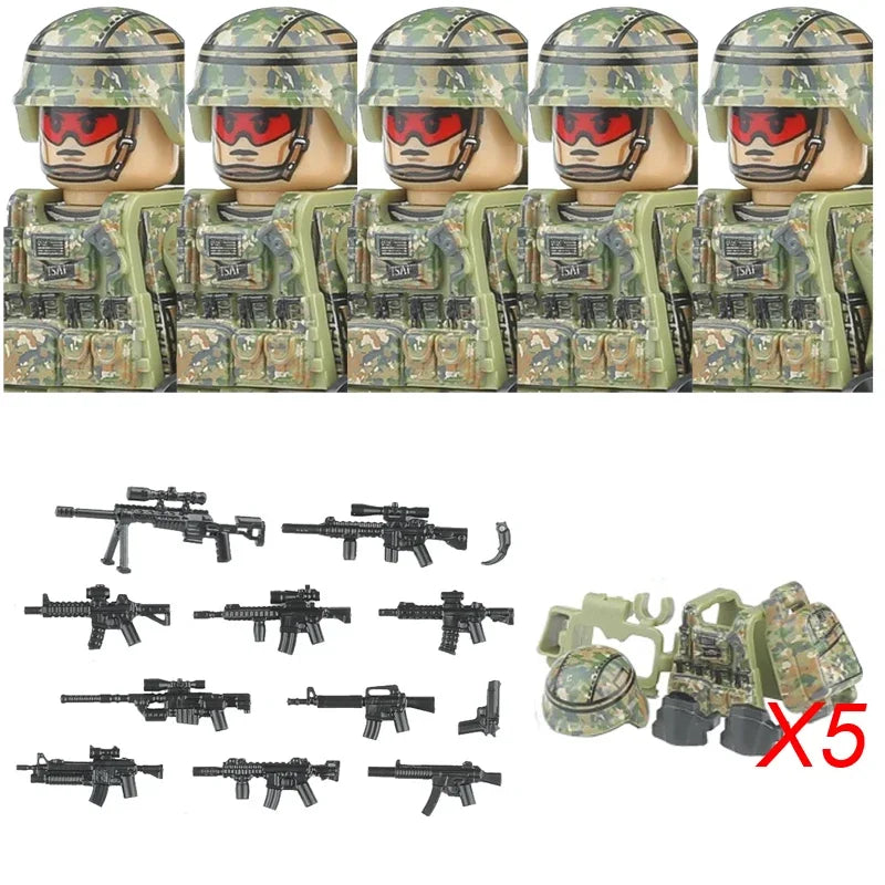 Military Special Forces MOC Building Block German KSK Special Forces Soldier Figure SWAT Army Gun Weapon Vest Backpack Brick Toy