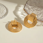 18k vergoldete minimalistische leichte gemütliche Hammerstruktur Kompassförmige Ohrringe personalisierter Edelstahl Statement-Schmuck