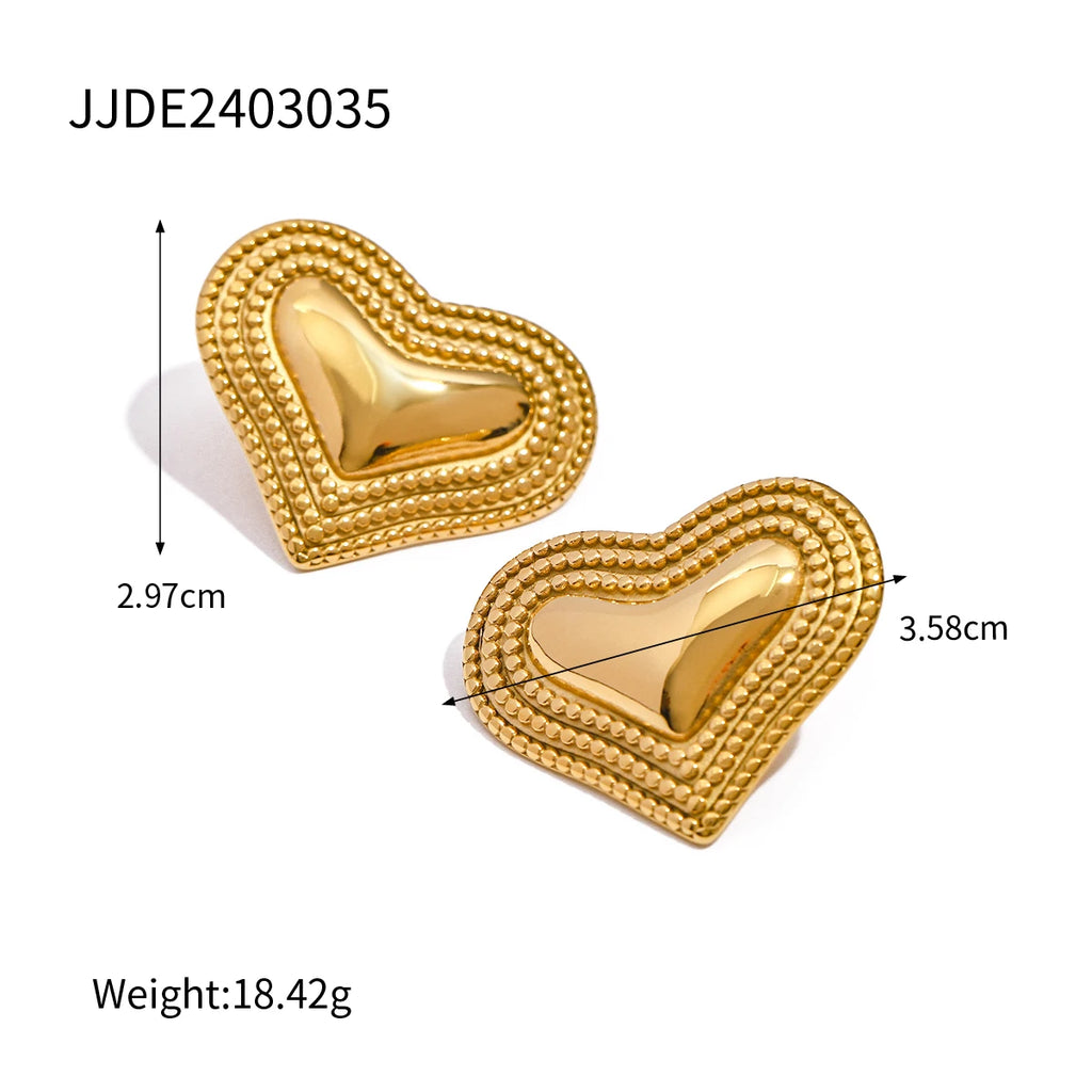 Rustfrit stål Minimalistisk C form konvekse kærlighedshjerte øreringe 18k forgyldte Anti-allergisk Stilfuldt frit temperament Bijoux smykker