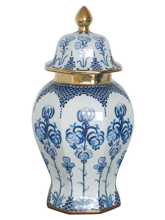 Moderne Luksus Forgyldt Blomster Keramik Krukke Stor Generel Krukke Blomsterarrangement Vase Ornamenter Håndværk Porcelæn Indvendig dekoration