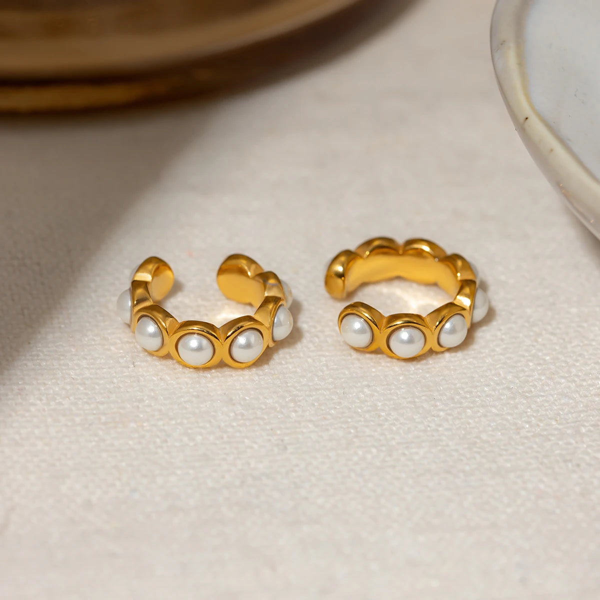 Rustfrit stål imiteret perle vintage øreclips PVD 18k belagt høj kvalitet gratis temperament charmsmykker til kvinder