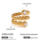 18k Gold Plated Stainless Steel High End Diamond Light Luxury High-end Snake Shaped Ring Prevent Allergy Charm Jewelry