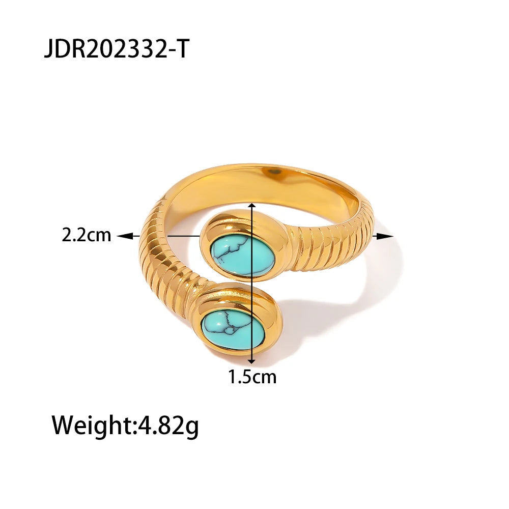 Creativity 18K Gold Plated Stainless Steel Serpentine Snake Shaped Series Open Ring Women Anti Allergic Charm Daily Jewelry