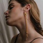 18K forgyldt udsøgt geometrisk rustfrit stålStarfish Multi Layer kvast Vanddråbe øreclips Dame Statement smykker