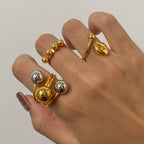 Minimalistische 18k vergoldete glatte Stahlkugel-Serie Ringohrringe aus Edelstahl für Damen, rostfrei, exquisite Schmuck Bijoux