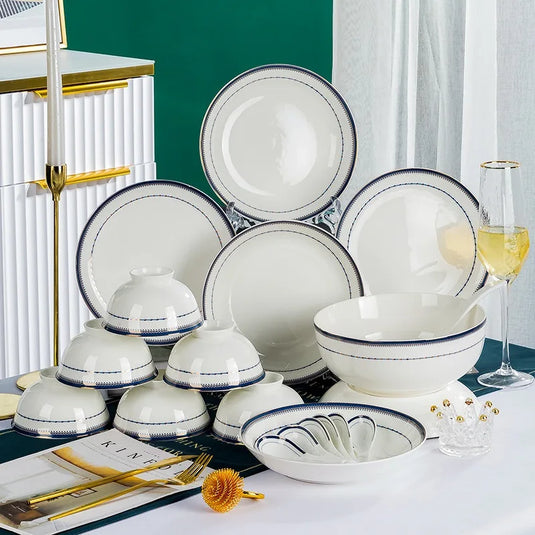 Jingdezhen European style bone porcelain household utensils, ceramic tableware, minimalist set of dishes and plates