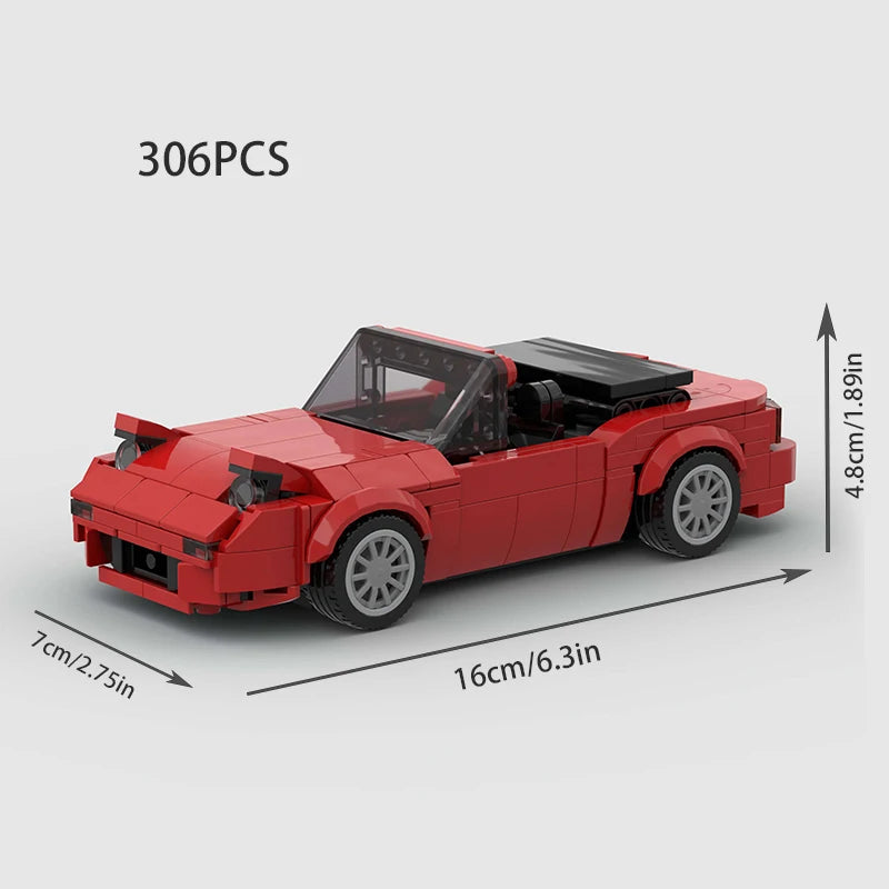 Mini Cabrio MOC Open Car Vehicle City  Racer Runabout Building Blocks Brick Cabriolet Supercar Kids Toys Gift Boys