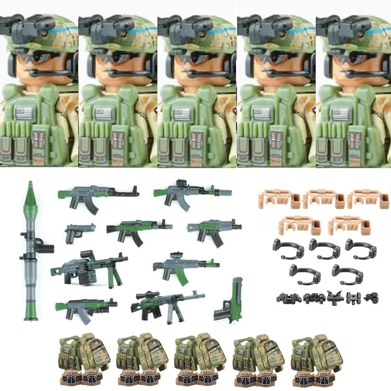 Military Special Forces MOC Building Block German KSK Special Forces Soldier Figure SWAT Army Gun Weapon Vest Backpack Brick Toy