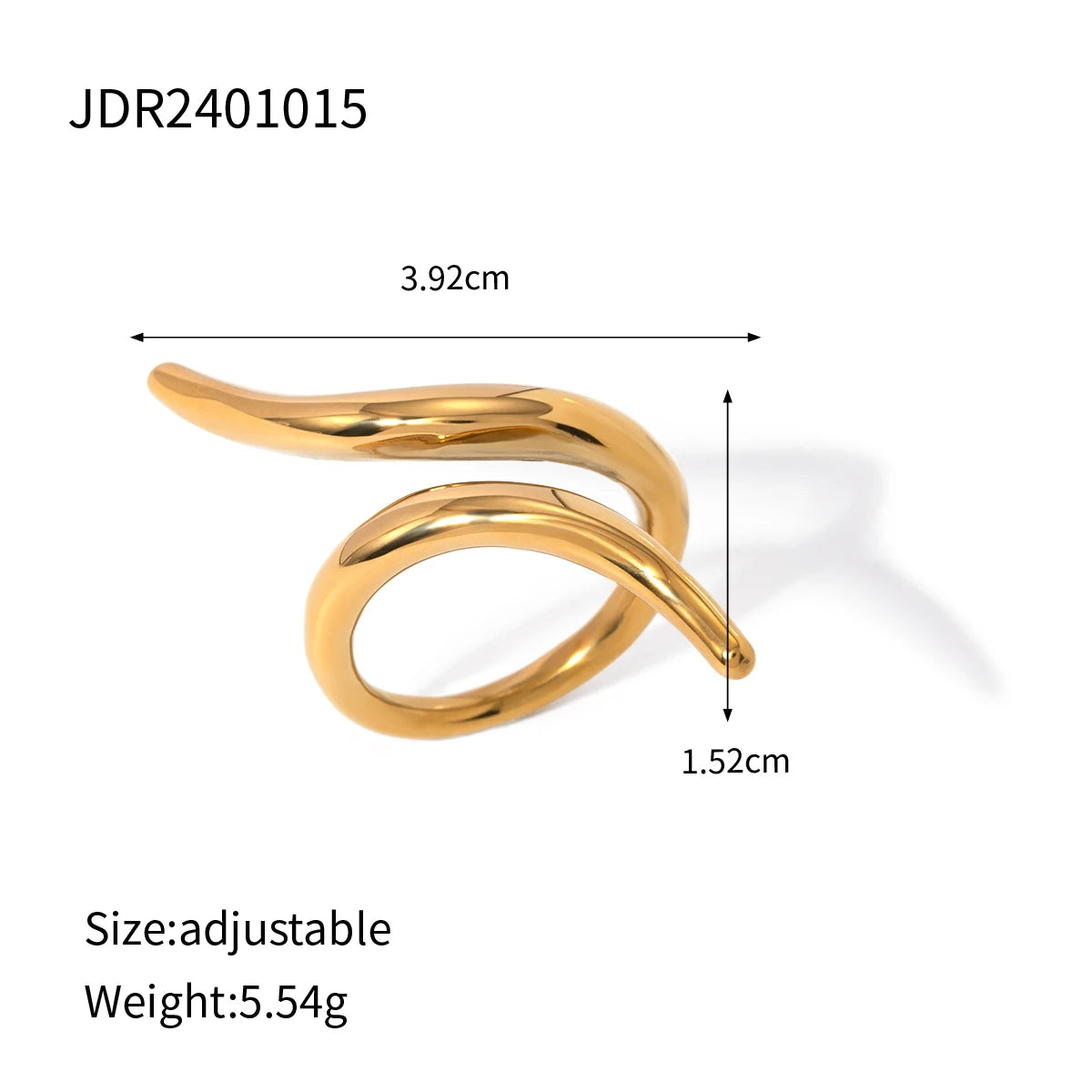 Stainless Steel Unique 18k Gold Plated Stylish Texture Simple Glossy Lines Staggered Open Ring Anti Allergic Distinctive Jewelry