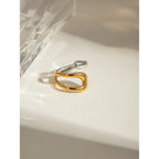 Minimalistische 18k Goud Vergulde Lichte Gezellige Kleur Matchende Kruis Asymmetrische Open Ring Charmante Roestvrijstalen Statement Sieraden