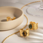 Кольцо из нержавеющей стали с натуральным зеленым тигровым глазом, открытое, эффектное, золотое, покрытие 18 карат, кольцо bague acier inoxydable, подарок, новое