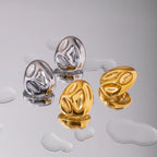 18K Gold Plated Stainless Steel Minimalist Lava Texture Concave Design Earrings Tarnish-proof Light Luxury Women Ear Jewelry - Grand Goldman