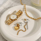 Brincos Femininos Minimalistas com Tassel, Corrente Lisa de Coração de Amor, Aço Inoxidável Banho de Ouro 18k, Joias Antialérgicas