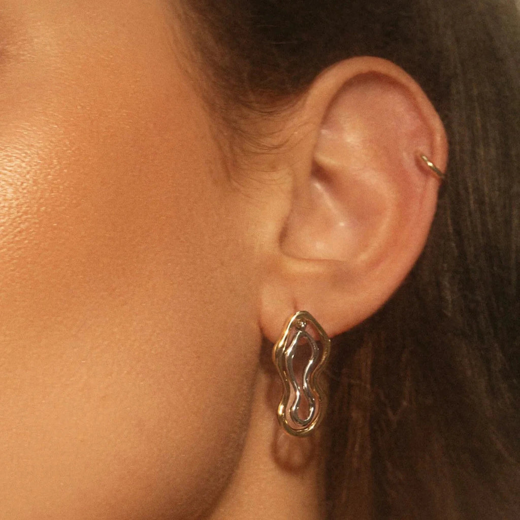18K Edelstahl stilvolle übertriebene geometrische glatte Ohrringe Damen trendiger Charme schickes Statement-Schmuck Gala-Geschenk