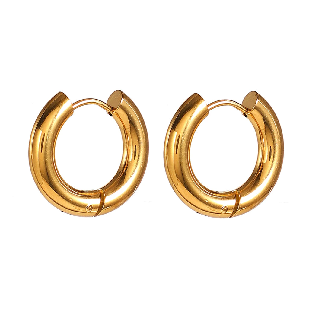 Simple Classic Circle Hoop Øreringe Til Kvinder Design Guld Sølv Hoop Øreringe Dame Rustfri Stål Øreringe Pendientes