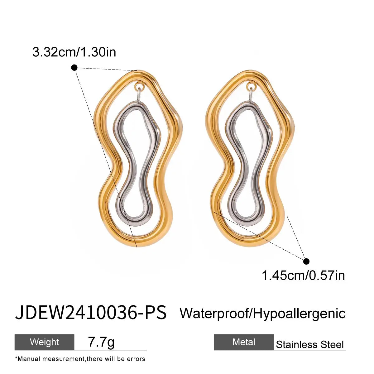 18K Edelstahl stilvolle übertriebene geometrische glatte Ohrringe Damen trendiger Charme schickes Statement-Schmuck Gala-Geschenk