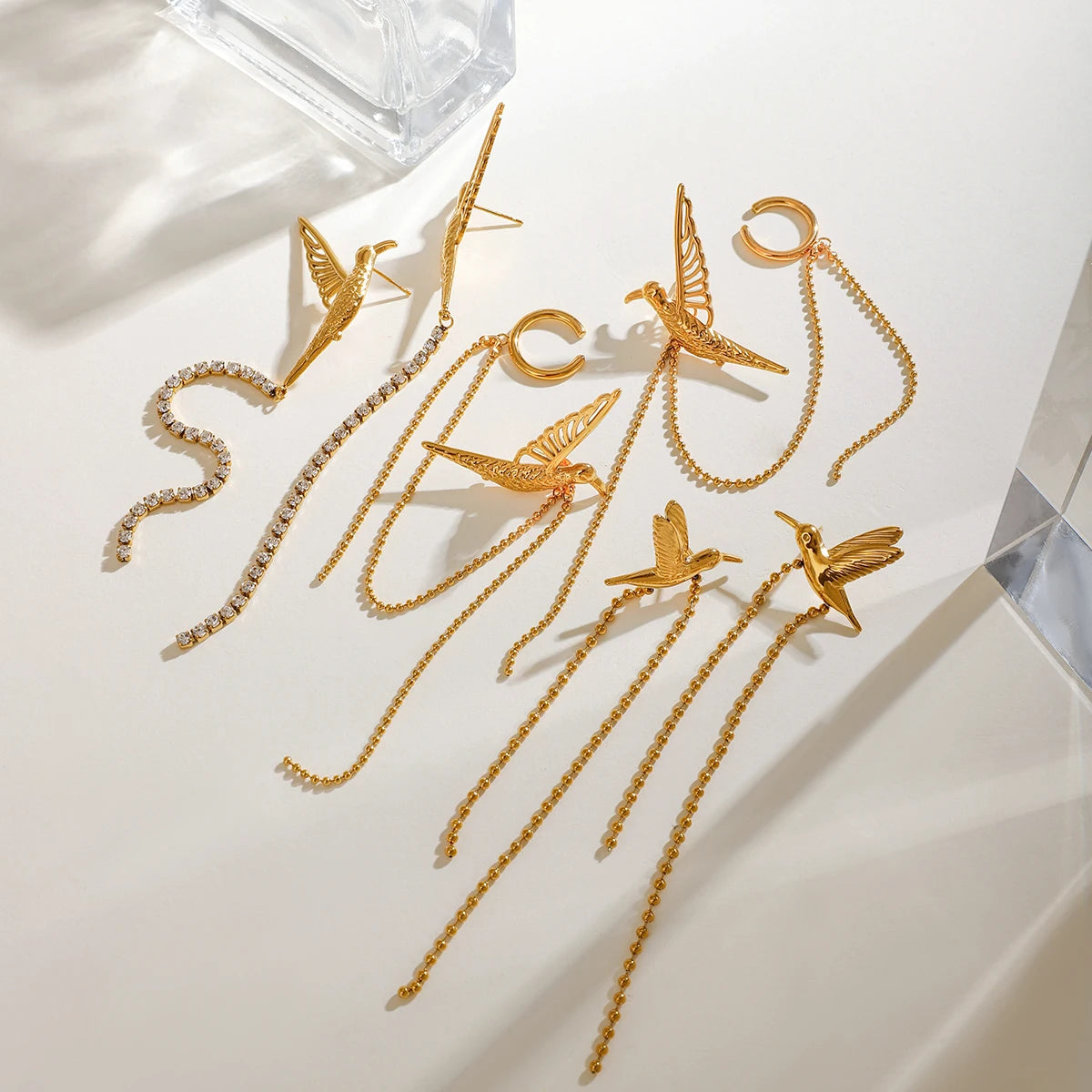 Orecchini a Nappa con Colomba della Pace Retrò Spilla Uccello Placcati 18K PVD Donna Acciaio Inossidabile Anti Allergico Antiruggine Gioielli Eleganti