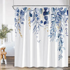Blue Leaves Shower Curtain Watercolour Plant Eucalyptus Leaf Modern Simple Home Bathroom Decor Fabric Bath Curtains With Hooks
