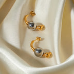 18k forgyldt stilfuldt unikt guld- og sølvfarve Simple temperament øreringe rustfrit stål, kvinder, anti-særprægede smykker