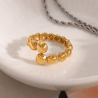 18k vergoldeter Edelstahl Hochwertiger Ins Persönlichkeit Nischenrundperlenring Damen Allergieprävention Charmschmuck Gala Geschenk