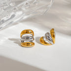 Zora Brinco de Orelha Três Camadas Aço Inoxidável Cor Correspondente Brincos de Pressão Sem Furo para Mulheres Joia de Moda de Metal para Cartilagem