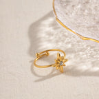 Ny Vintage Octagram Design Sommer 18K guldbelagte smykker Justerbar Rustfrit Stål Vandtæt Ring Til Damer Smykker Gave