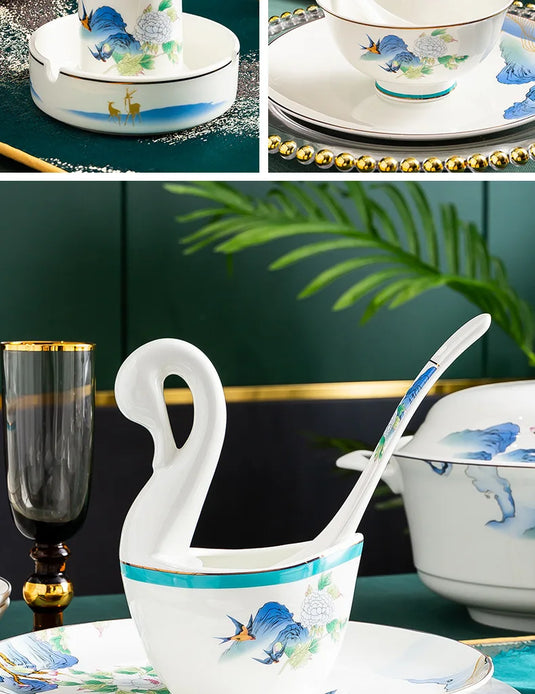 Jingdezhen Ceramic Bowls, Dishes, Dishes, Tableware Set, Bowls and Chopsticks Set