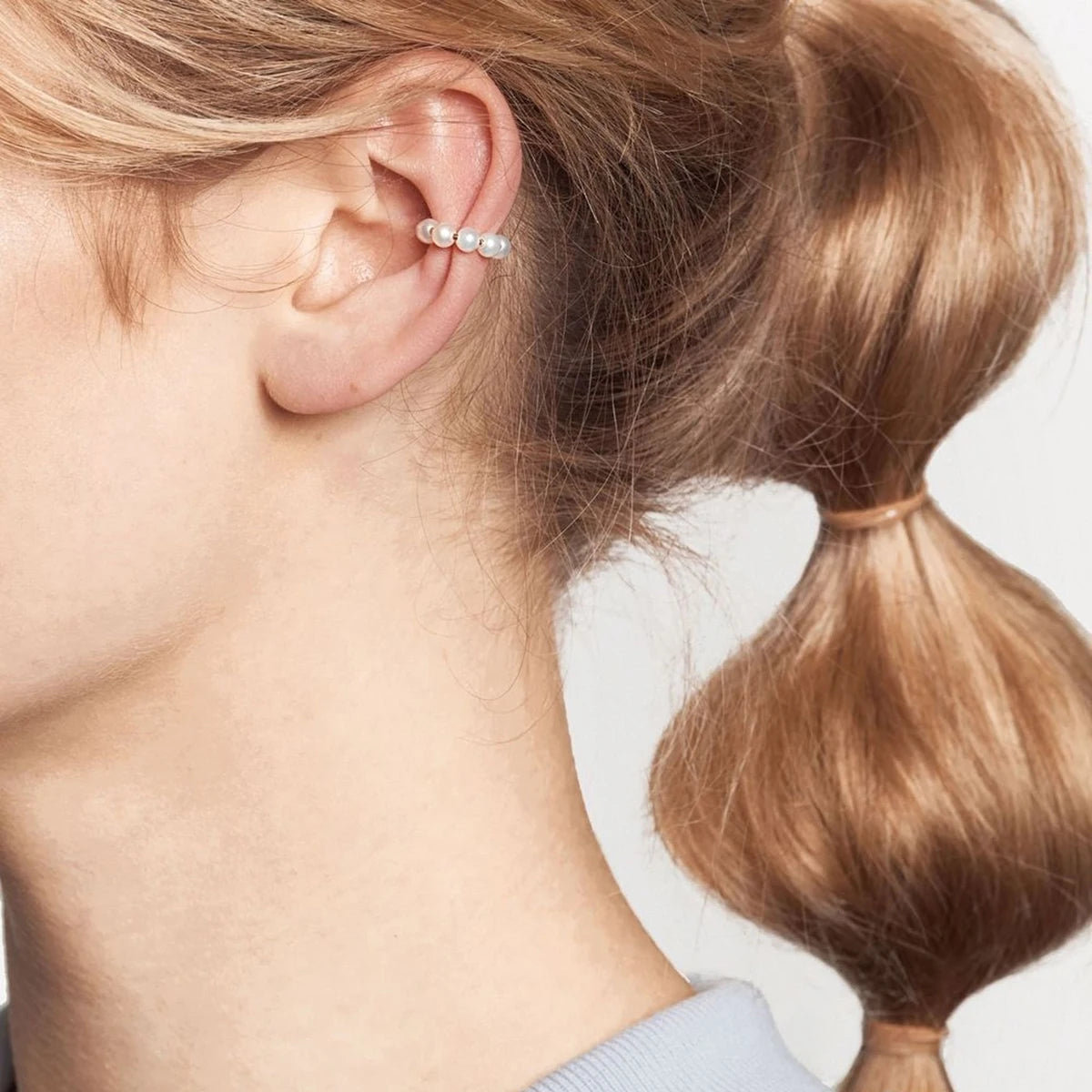 Minimalistisk stor perle C-formet øreclip Chic 18K rustfrit stål Minimalistisk vandtæt Kvinder Højkvalitets бижутерия Festgave