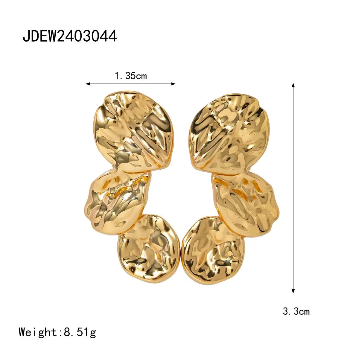 Kolczyki wiszące ze stali nierdzewnej w stylu vintage, geometryczne, plisowane, powlekane PVD 18k, młotkowana faktura, biżuteria z urokiem bez temperamentu dla kobiet
